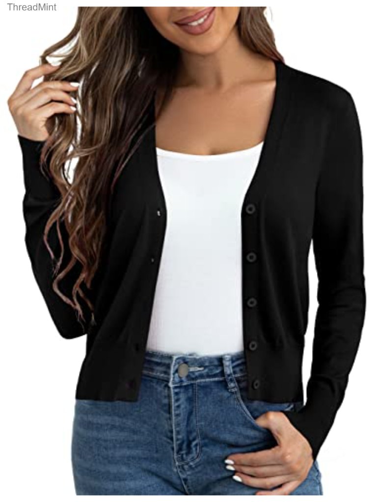Lightweight Knit Cropped Cardigan Open Front Bolero Shrugs For Dresses